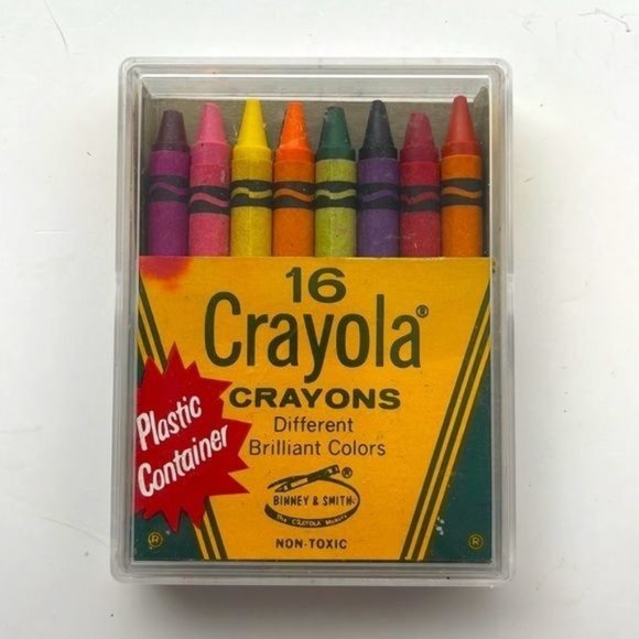 1980's CRAYOLA Vintage 16 Crayons & Crayon Case - Picture 1 of 10